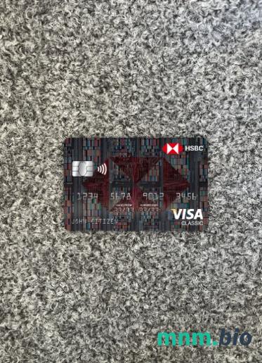 Hong Kong HSBC bank visa classic card wygląd fotograficzny skan PSD + zdjęcie